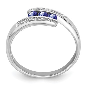 Sterling Silver Rhodium Tanzanite & Diam. Ring — alternate view