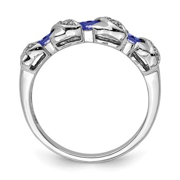 Sterling Silver Rhodium Tanzanite & Diam. Ring — alternate view
