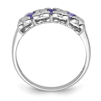 Sterling Silver Rhodium Tanzanite & Diam. Ring — alternate view