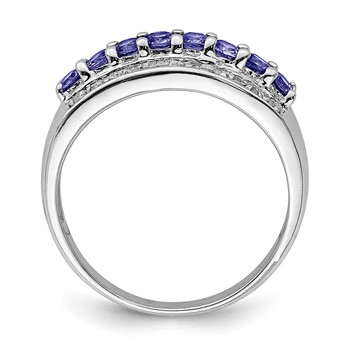 Sterling Silver Rhodium Tanzanite & Diam. Ring — alternate view