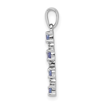 Sterling Silver Rhodium-plated Tanzanite & Diamond Pendant — alternate view