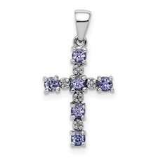 Image of Sterling Silver Rhodium-plated Tanzanite & Diamond Pendant