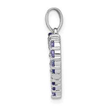 Sterling Silver Rhodium-plated Tanzanite & Diamond Pendant — alternate view