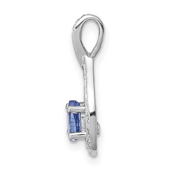 Sterling Silver Rhodium-plated Tanzanite & Diamond Pendant — alternate view