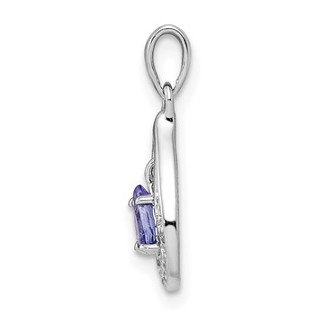 Sterling Silver Rhodium-plated Tanzanite & Diamond Pendant — alternate view
