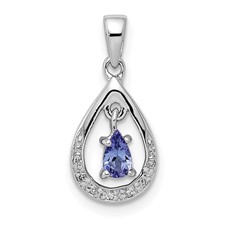 Image of Sterling Silver Rhodium-plated Tanzanite & Diamond Pendant
