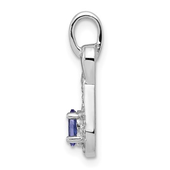 Sterling Silver Rhodium-plated Tanzanite & Diamond Pendant — alternate view