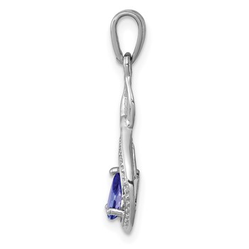 Sterling Silver Rhodium-plated Tanzanite & Diamond Pendant — alternate view