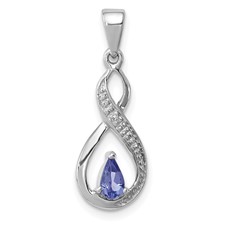 Image of Sterling Silver Rhodium-plated Tanzanite & Diamond Pendant