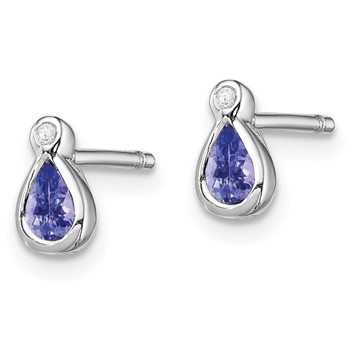 Sterling Silver Rhodium-plated Tanzanite & Diamond Earrings — alternate view