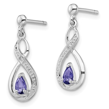 Sterling Silver Rhodium-plated Tanzanite & Diamond Earrings — alternate view