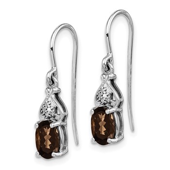 Sterling Silver Rhodium-plated Diamond and Smoky Quartz Earrings — alternate view