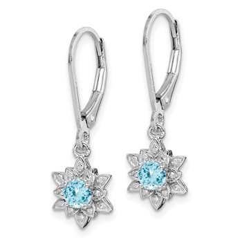 Sterling Silver Rhodium-plated Diamond and Blue Topaz Earrings — alternate view