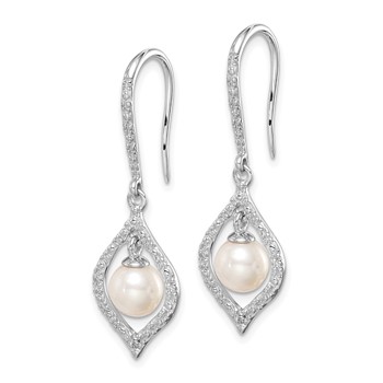 Sterling Silver Rhodium Plated Diamond and FW Cultured Pearl Ear — alternate view
