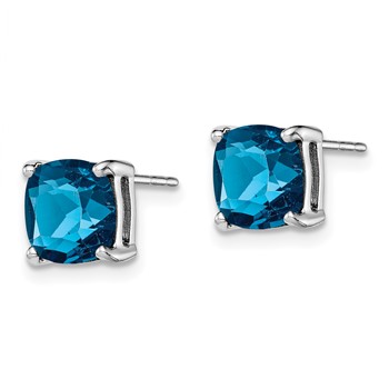 Sterling Silver Rhodium Plated London Blue Topaz Post Earrings — alternate view