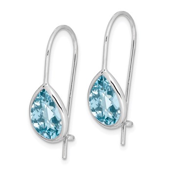 Sterling Silver Rhodium Plated Blue Topaz Teardrop Earrings — alternate view