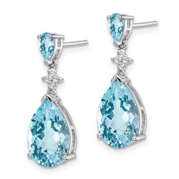 Sterling Silver Rhodium Plated Blue and White Topaz Earrings — alternate view