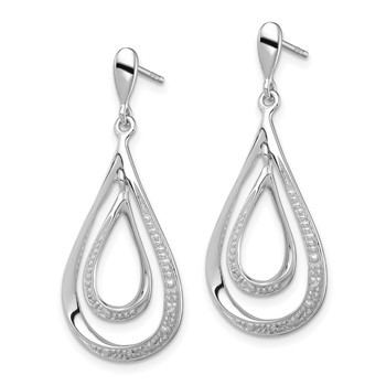 Sterling Silver Rhodium Plated Diamond Post Dangle Earrings — alternate view