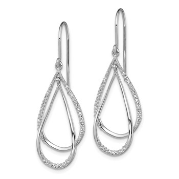 Sterling Silver Rhodium Plated Diamond Dangle Earrings — alternate view