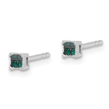White Night Sterling Silver Rhodium-plated Blue Diamond Post Stud Earrings — alternate view