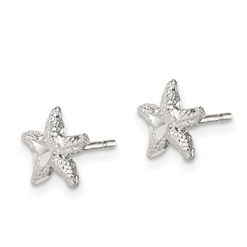 Sterling Silver Starfish Mini Earrings with D/C Center — alternate view