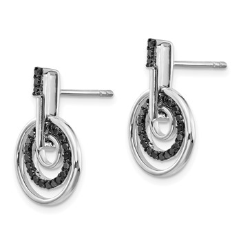 White Night Sterling Silver Rhodium-plated Black Diamond Post Earrings — alternate view