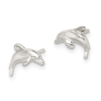 Sterling Silver Polished Dolphin Post Earrings — alternate view