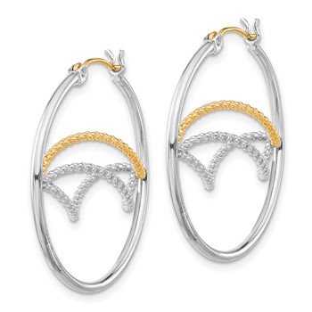 Sterling Silver w/14k Gold-plated Polished Twisted Hoop Earrings — alternate view