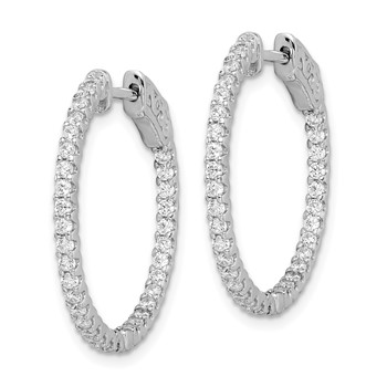 Sterling Shimmer Sterling Silver Rhodium-plated 66 Stone 1.5mm CZ In and Out Round Hinged Hoop Earrings — alternate view