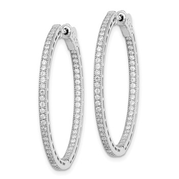 Sterling Shimmer Sterling Silver Rhodium-plated 118 Stone 1.2mm CZ In and Out Round Hinged Hoop Earrings — alternate view