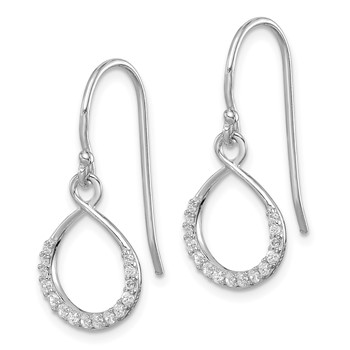 Sterling Silver Rhodium-plated with CZ Infinity Shepherd Hook Earrings — alternate view