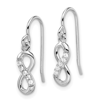 Sterling Silver Rhodium-plated with CZ Infinity Shepherd Hook Earrings — alternate view