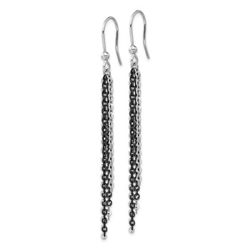 Sterling Silver Rhodium & Black Ruthenium-plated Chain Dangle Earrings — alternate view