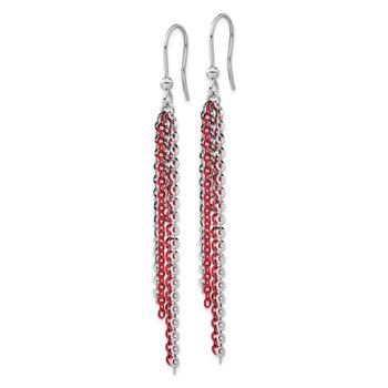 Sterling Silver Rhodium & Red Flash-Plated Chain Dangle Earrings — alternate view