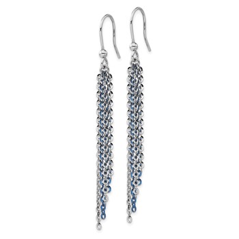 Sterling Silver Rhodium & Blue Flash-Plated Chain Dangle Earrings — alternate view