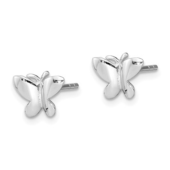 Sterling Silver RH-plated Polished Butterfly Children's Post Earrings — alternate view
