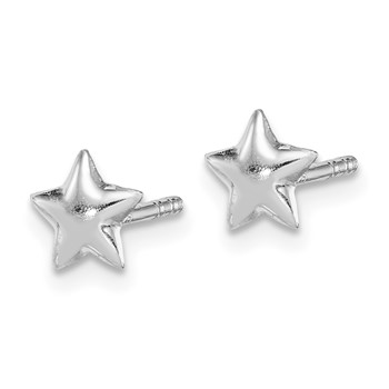 Sterling Silver Rhodium-plated Polished Star Children's Post Earrings — alternate view