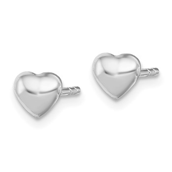Sterling Silver Rhodium-plated Polished Heart Children's Post Earrings — alternate view