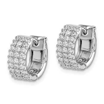 Sterling Shimmer Sterling Silver Rhodium-plated 54 Stone 1.3mm CZ Hinged Hoop Earrings — alternate view