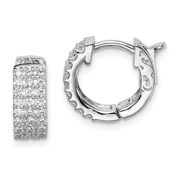 Sterling Shimmer Sterling Silver Rhodium-plated 54 Stone 1.3mm CZ Hinged Hoop Earrings