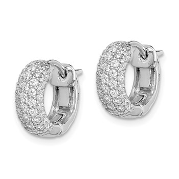 Sterling Shimmer Sterling Silver Rhodium-plated 82 Stone Pavé CZ Hinged Hoop Earrings — alternate view