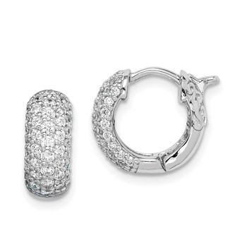 Sterling Shimmer Sterling Silver Rhodium-plated 82 Stone Pavé CZ Hinged Hoop Earrings