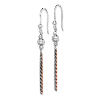 Sterling Silver Rose Rhod/Ruthenium-plated Chain & Beaded Dangle Earrings — alternate view