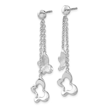 Sterling Silver Polished & Textured Butterfly Dangle Earrings — alternate view
