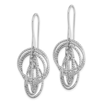 Sterling Silver Rhodium-plated D/C Fancy Intertwined Circles Dangle Earring — alternate view