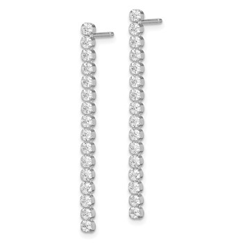 Sterling Silver Rhodium-plated Polished Fancy CZ Post Dangle Earrings — alternate view