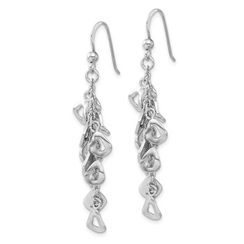 Sterling Silver Polished & Textured Contemporary Charm Dangle Earrings — alternate view
