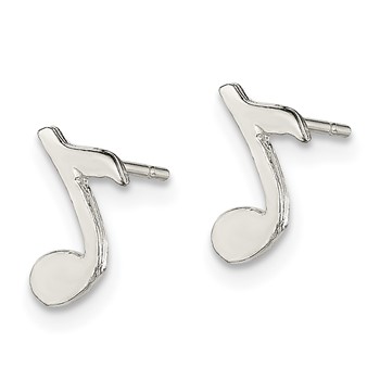 Sterling Silver Musical Note Mini Earrings — alternate view