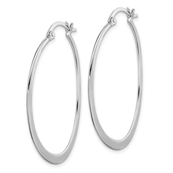 Sterling Silver Rhodium-plated Polished Oval Hoop Earrings — alternate view