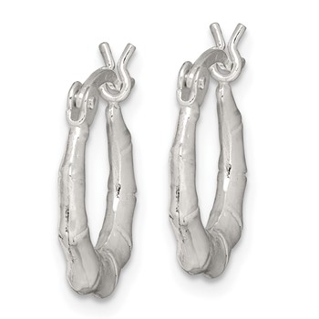 Sterling Silver Polished Bamboo Hoop Earrings — alternate view